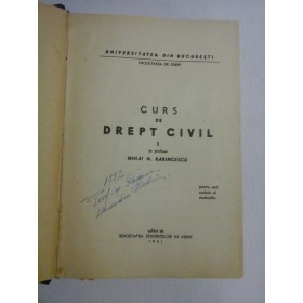   CURS  DE  DREPT  CIVIL vol. I  -  Mihai G. RARINCESCU  -  Bucuresti, 1941 